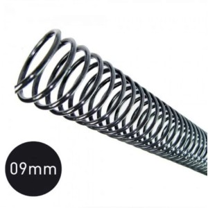 ESPIRAL ENCADERNACAO 09MM PLASTICO PRETO CAP.85FLS PLASPIRAL