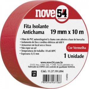 FITA ISOLANTE VERMELHA 19MM X 10M - NOVE54