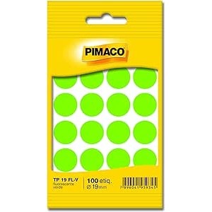  ETIQUETA PARA IDENTIFICACAO VERDE FLUORESCENTE TP-19 FLV - PIMACO