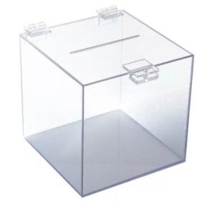 URNA MEDIA CUBO TRANSPARENTE 20CMX20CM