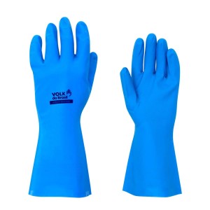 LUVA NITRILICA S/FORRO AZUL TAM P  - VOLK