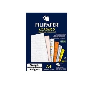 PAPEL VERGE 120G A4 1869 BRANCO NATURAL FILIPAPER