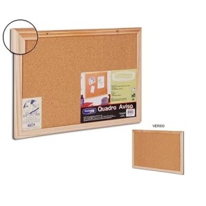 QUADRO DE AVISO 90X60 CORTIÇA DUPLA FACE MOLDURA MADEIRA